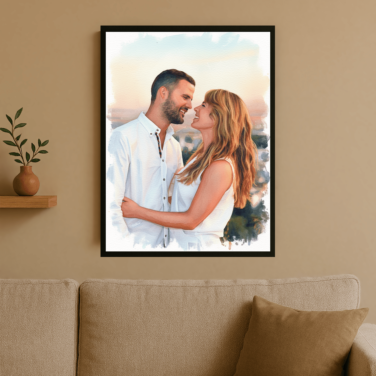 Kolorowy portret zakochanych - portret na plakacie dla pary - Emmygift.pl