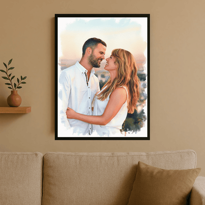 Kolorowy portret zakochanych - portret na plakacie dla pary - Emmygift.pl