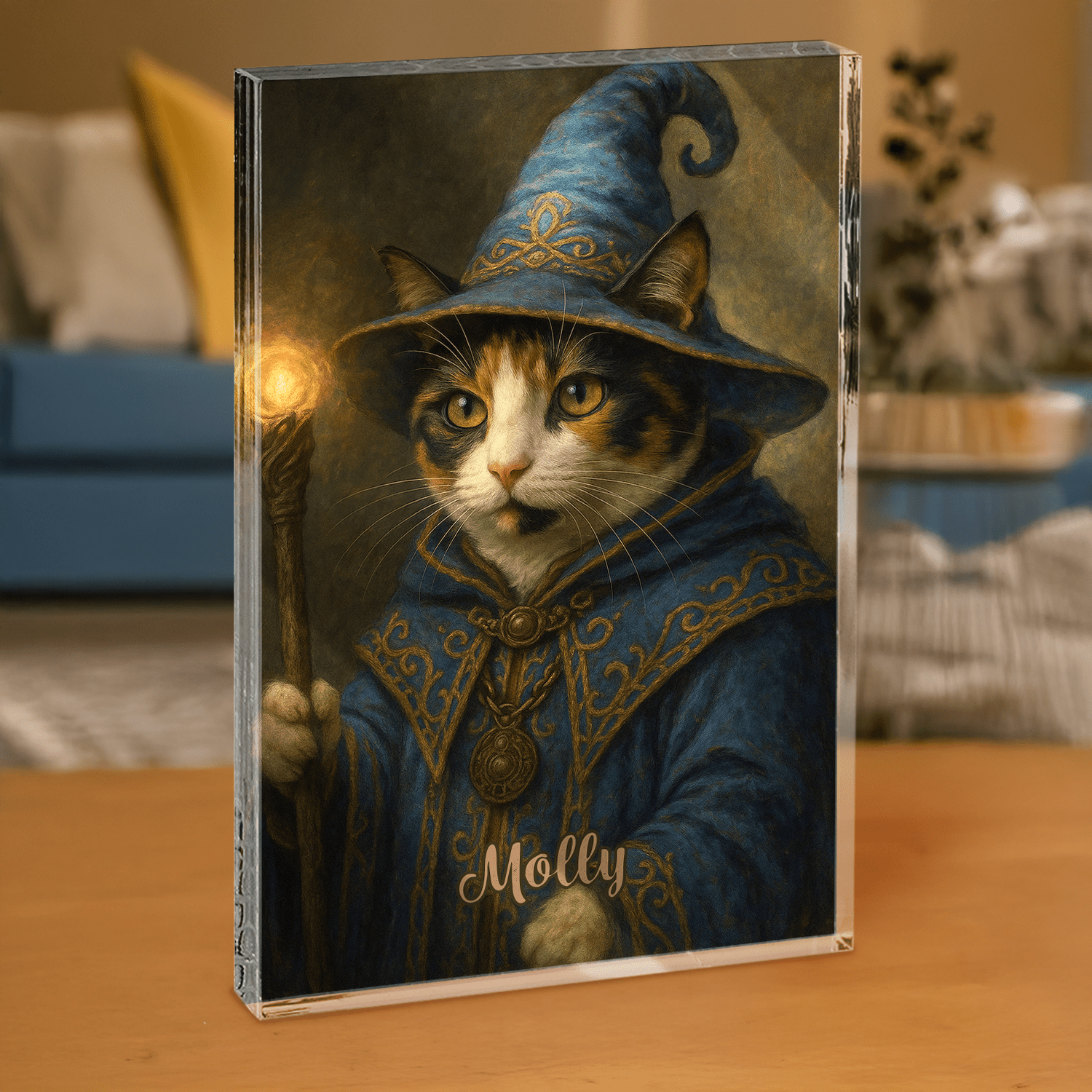 Kot czarodziej - blok akrylowy - prostokąt dla miłośnika kotów - Emmygift.pl