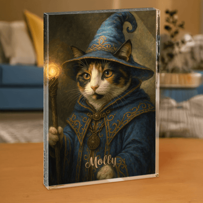 Kot czarodziej - blok akrylowy - prostokąt dla miłośnika kotów - Emmygift.pl