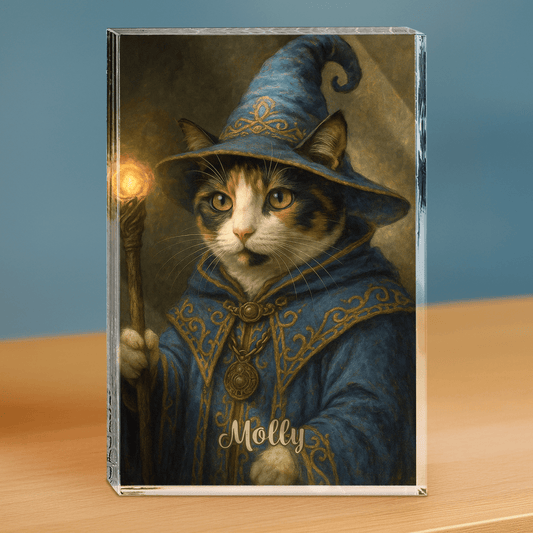 Kot czarodziej - blok akrylowy - prostokąt dla miłośnika kotów - Emmygift.pl