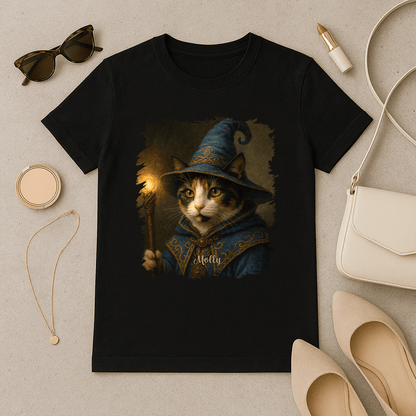 Kot czarownik - koszulka damska z nadrukiem dla miłośnika kotów - Emmygift.pl