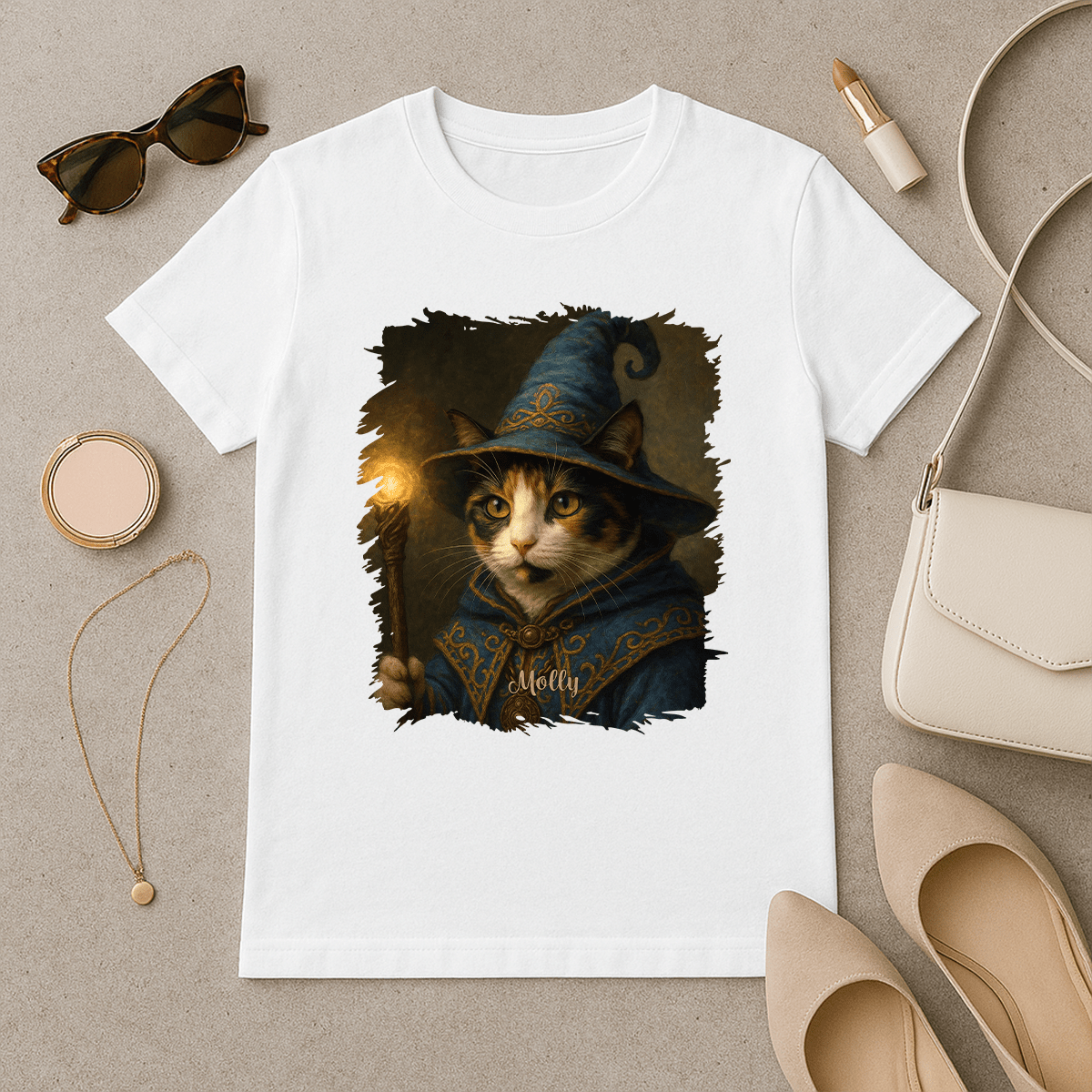 Kot czarownik - koszulka damska z nadrukiem dla miłośnika kotów - Emmygift.pl