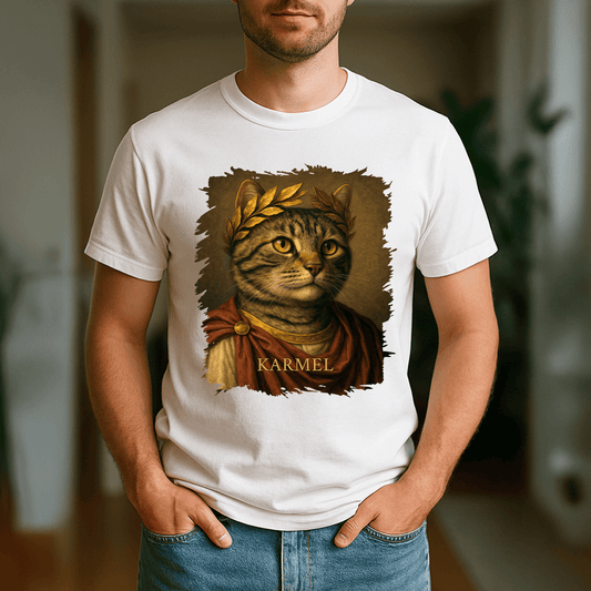 Kot jak Julisz Cezar - koszulka męska z nadrukiem dla miłośnika kotów - Emmygift.pl