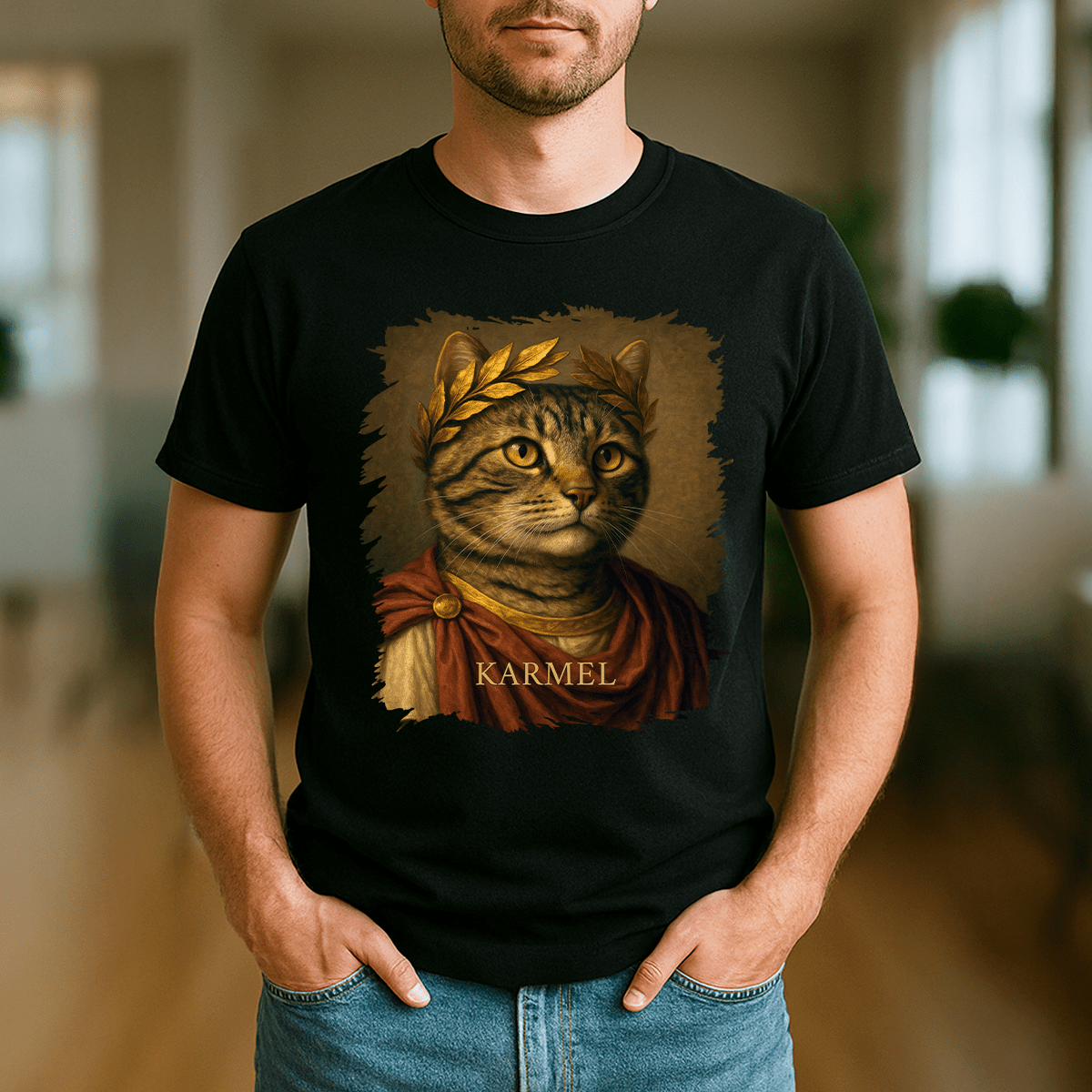 Kot jak Julisz Cezar - koszulka męska z nadrukiem dla miłośnika kotów - Emmygift.pl