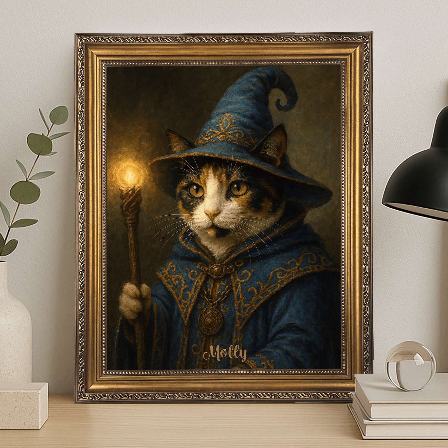 Kot jako czarownik - portret na płótnie dla miłośnika kotów - Emmygift.pl