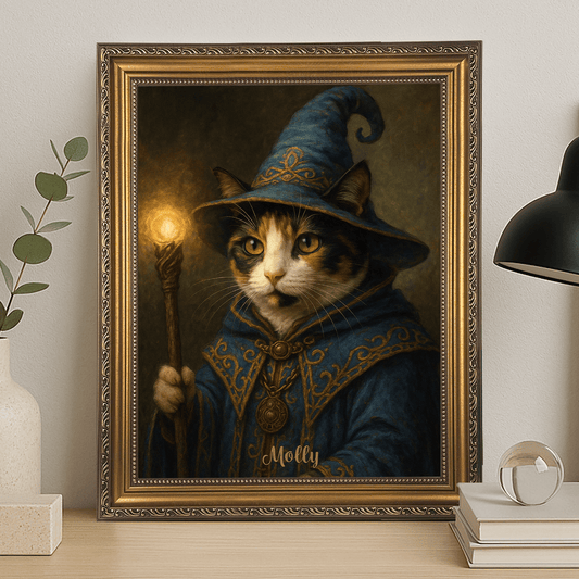 Kot jako czarownik - portret na płótnie dla miłośnika kotów - Emmygift.pl