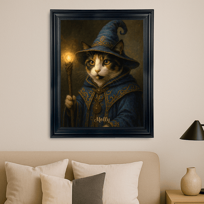 Kot jako czarownik - portret na płótnie dla miłośnika kotów - Emmygift.pl