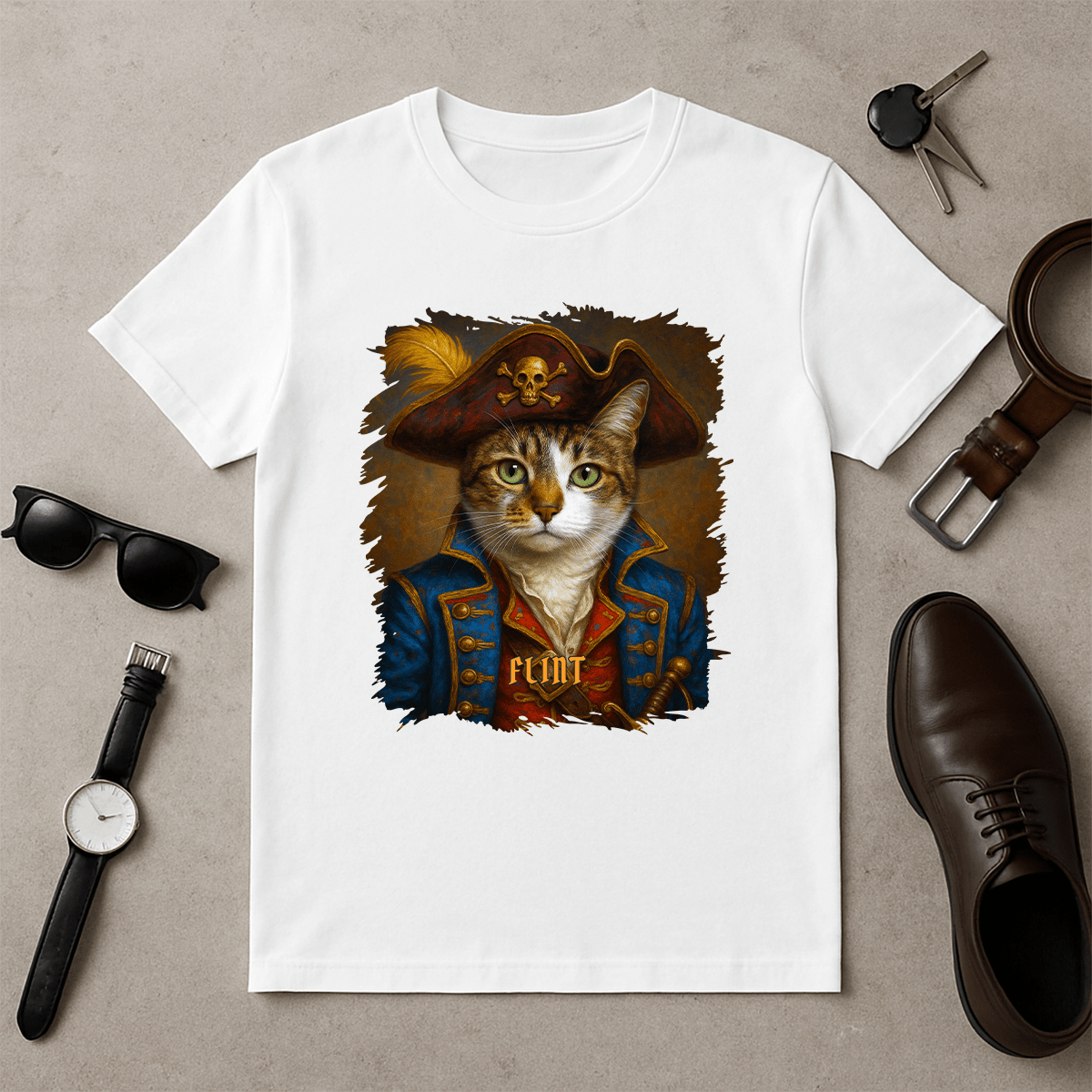 Kot jako pirat - koszulka męska z nadrukiem dla miłośnika kotów - Emmygift.pl