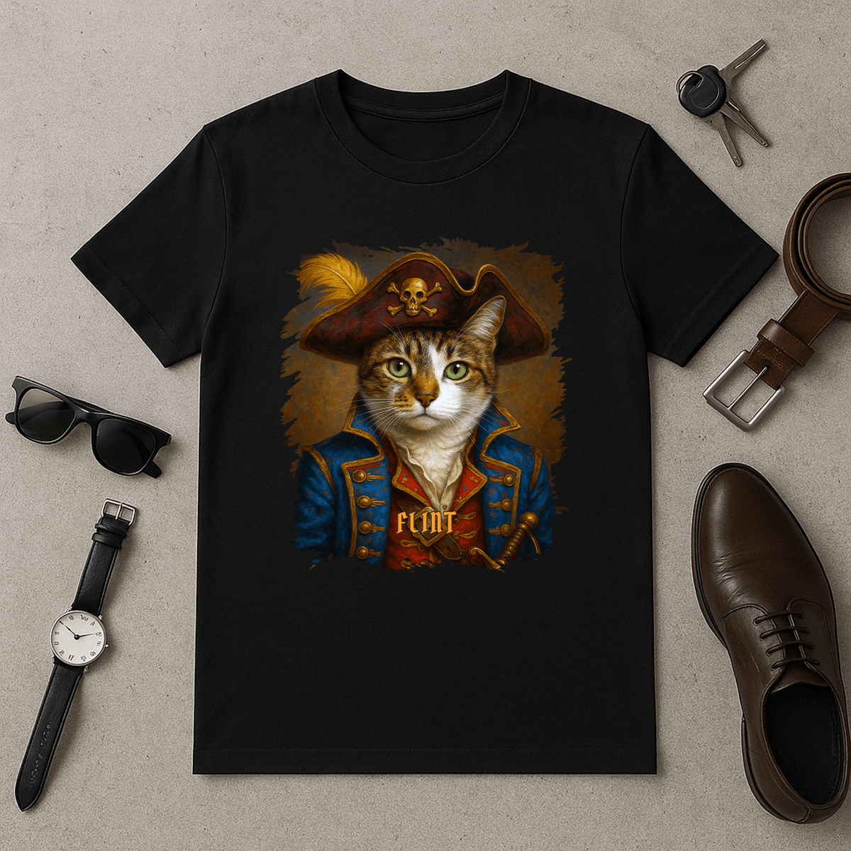 Kot jako pirat - koszulka męska z nadrukiem dla miłośnika kotów - Emmygift.pl