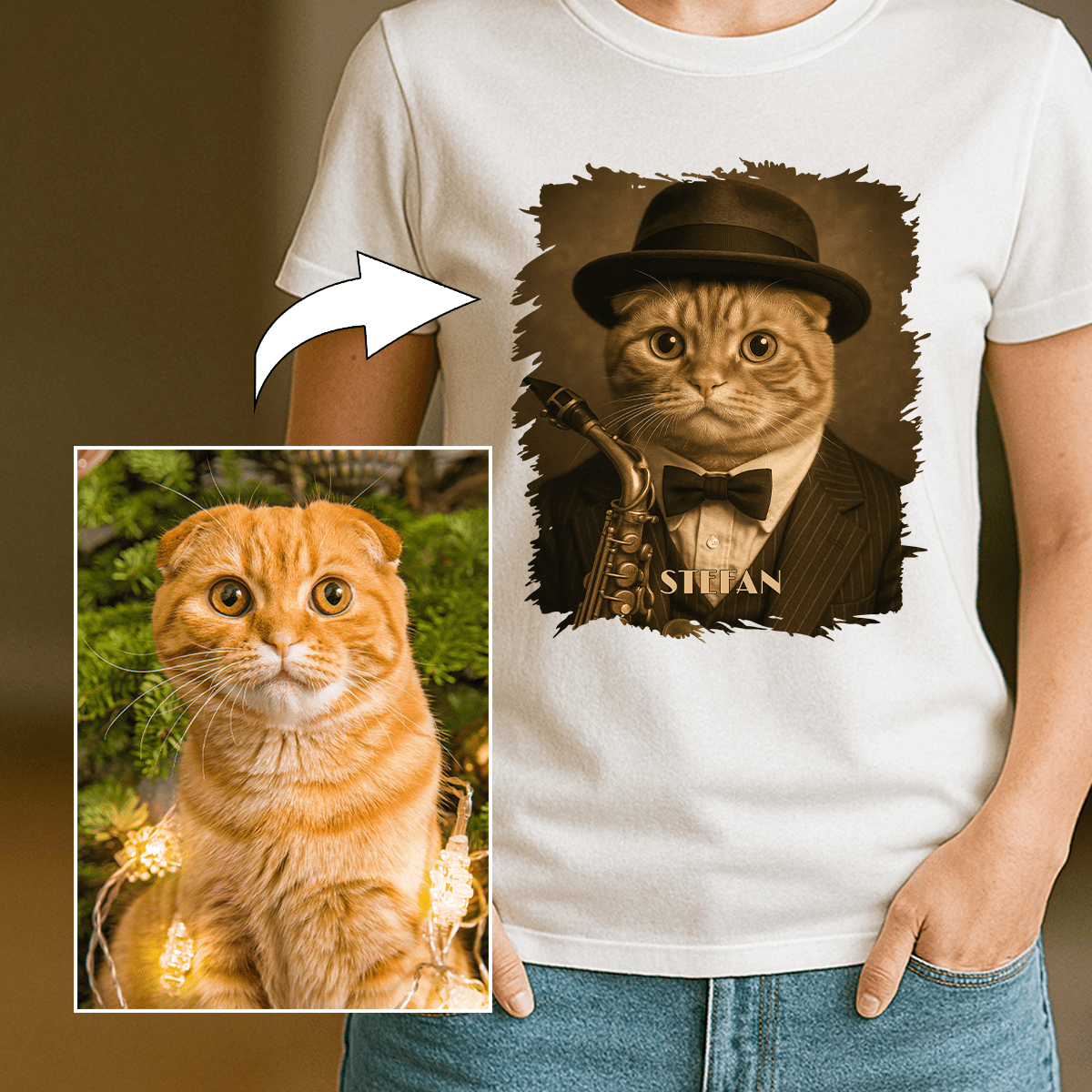 Kot muzyk - koszulka damska z nadrukiem dla miłośnika kotów - Emmygift.pl
