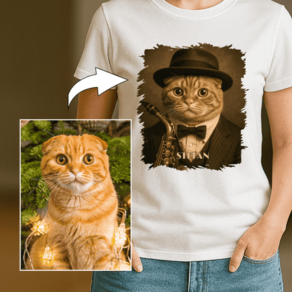 Kot muzyk - koszulka damska z nadrukiem dla miłośnika kotów - Emmygift.pl