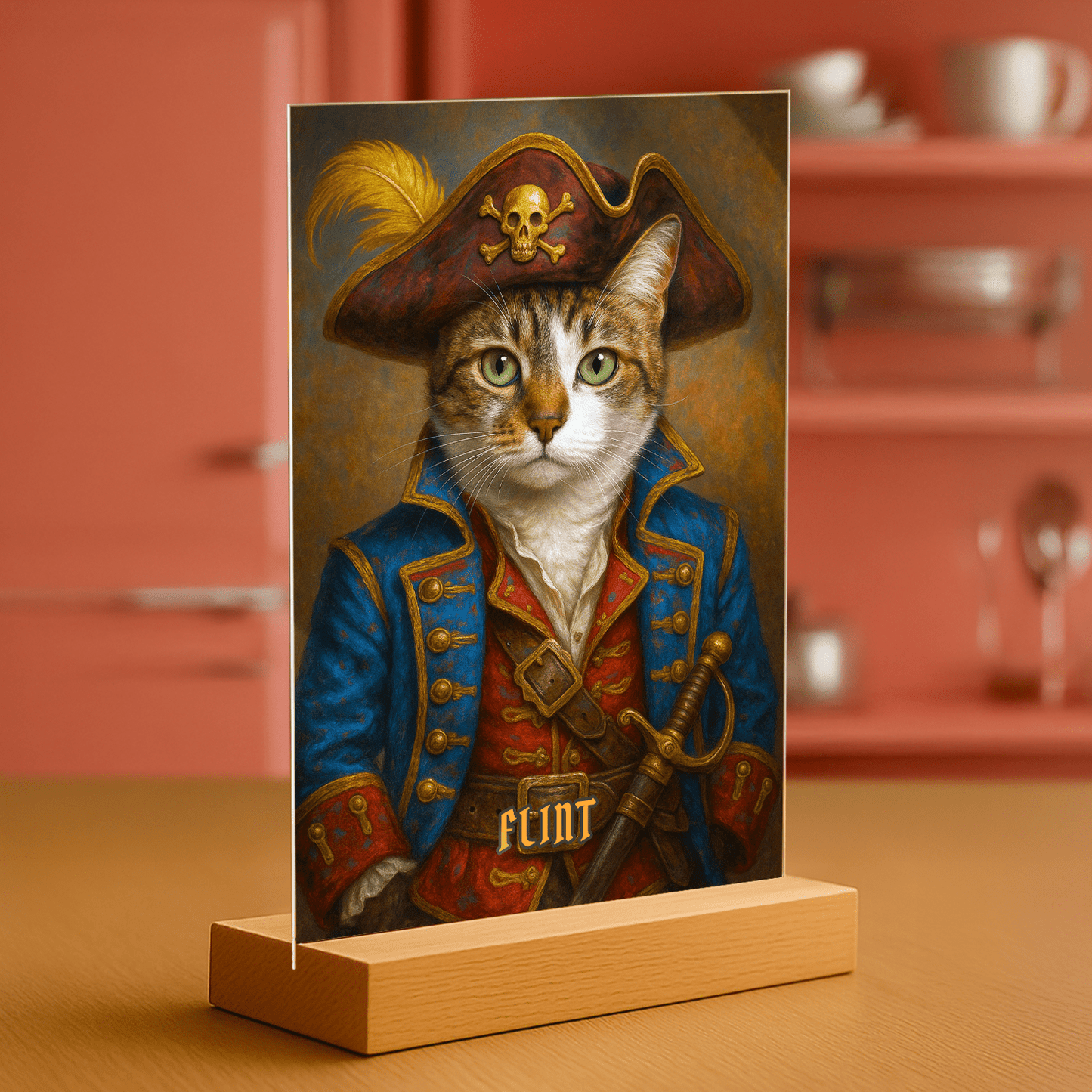 Kot w roli pirata – unikalny druk na szkle - Emmygift.pl