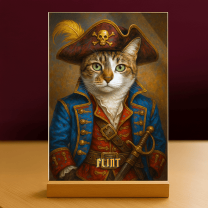 Kot w roli pirata – unikalny druk na szkle - Emmygift.pl