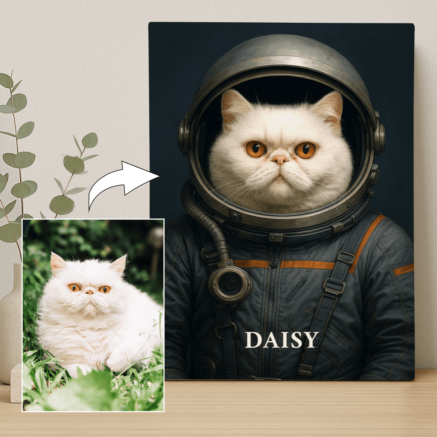 Kot w stroju kosmonauty - portret na płótnie dla miłośnika kotów - Emmygift.pl