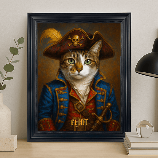 Kot w stroju pirackim - portret na płótnie dla miłośnika kotów - Emmygift.pl