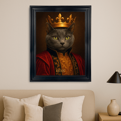 Kot władca w koronie - portret na płótnie dla miłośnika kotów - Emmygift.pl