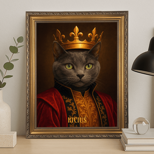 Kot władca w koronie - portret na płótnie dla miłośnika kotów - Emmygift.pl
