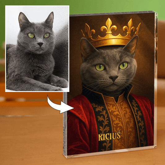 Królewski kot - blok akrylowy - prostokąt dla miłośnika kotów - Emmygift.pl