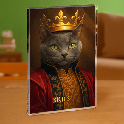 Królewski kot - blok akrylowy - prostokąt dla miłośnika kotów - Emmygift.pl