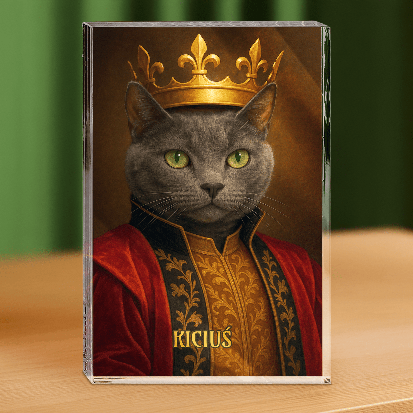 Królewski kot - blok akrylowy - prostokąt dla miłośnika kotów - Emmygift.pl