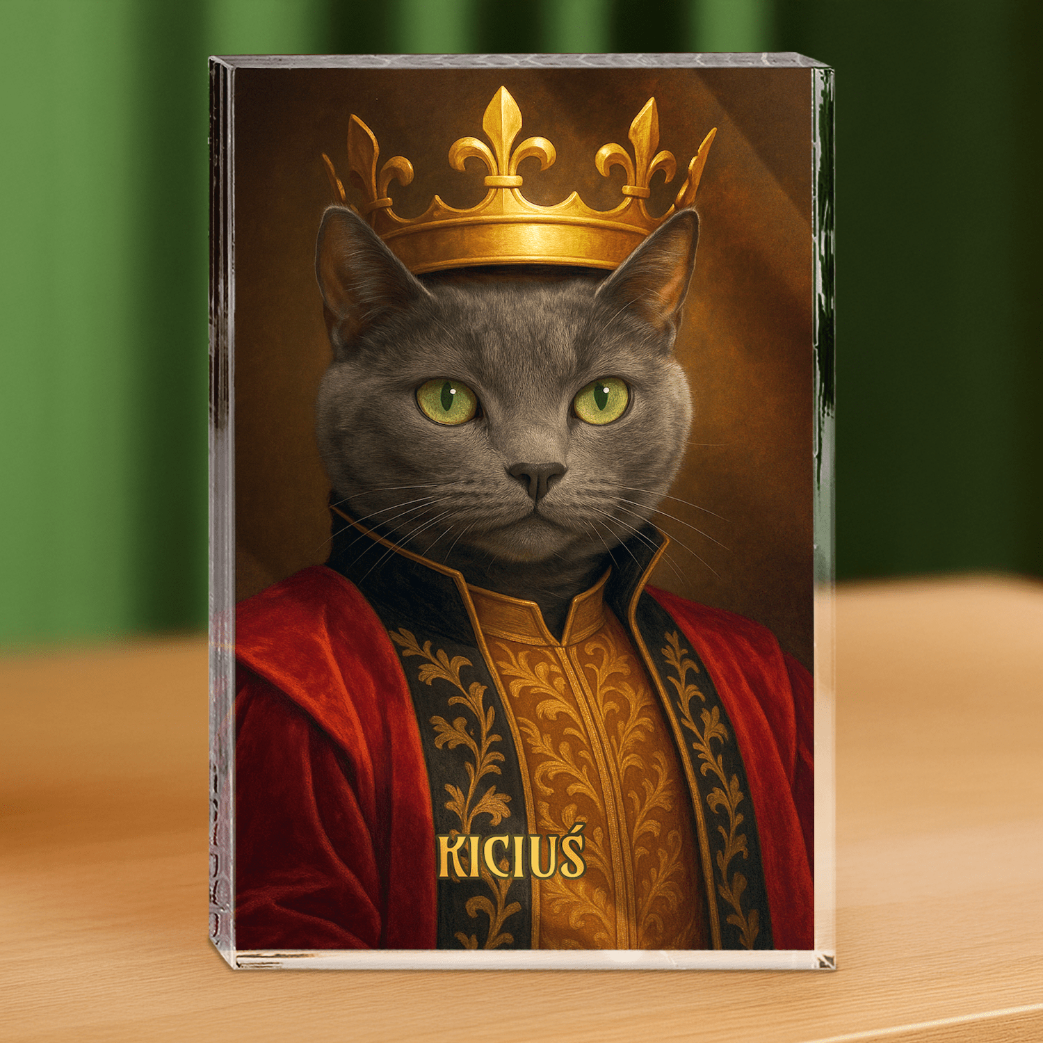 Królewski kot - blok akrylowy - prostokąt dla miłośnika kotów - Emmygift.pl