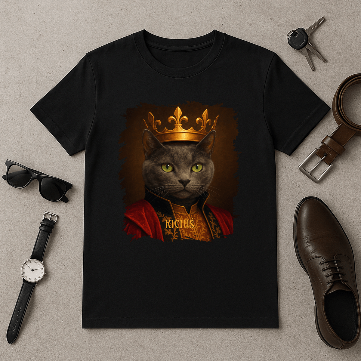 Królewski kot - koszulka męska z nadrukiem dla miłośnika kotów - Emmygift.pl