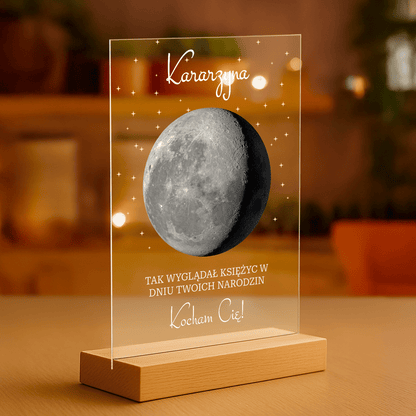 Księżyc w dniu Twoich narodzin - personalizowany druk na szkle dla dziecka - Emmygift.pl