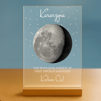 Księżyc w dniu Twoich narodzin - personalizowany druk na szkle dla dziecka - Emmygift.pl