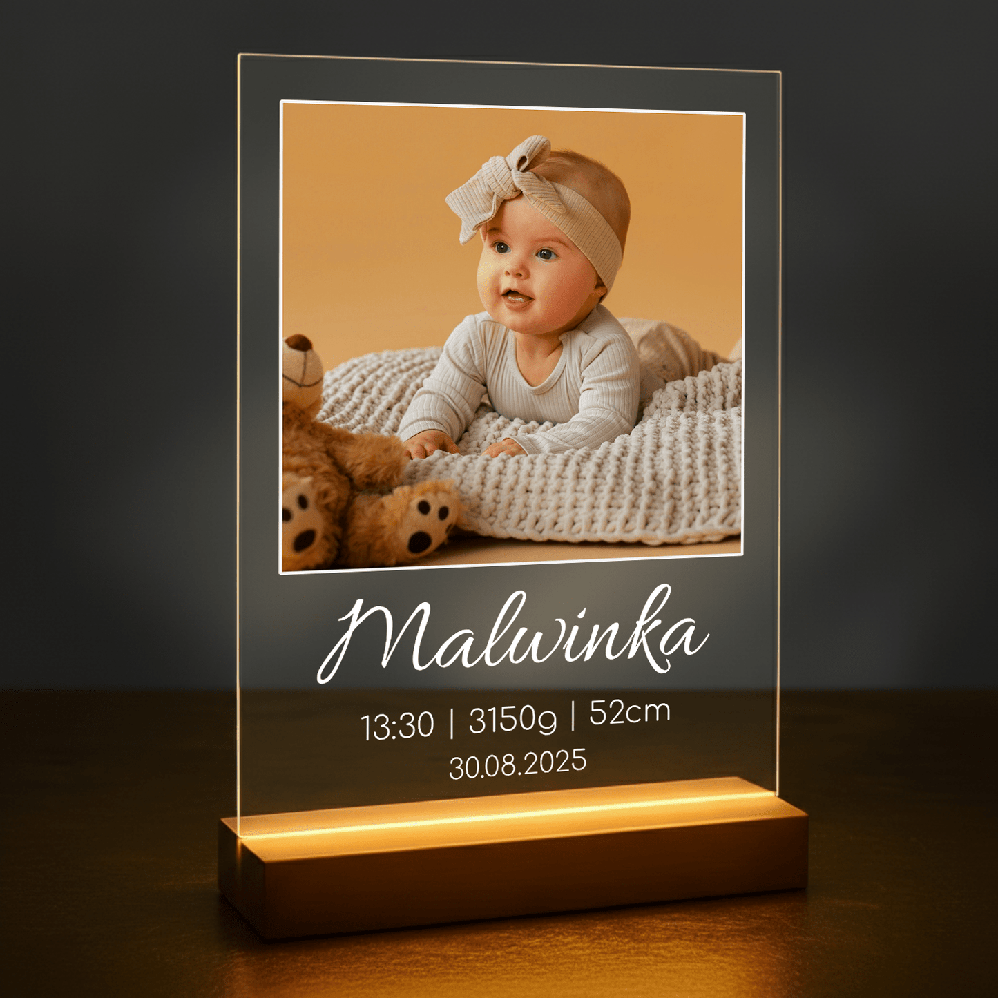 Metryczka dziecka - druk na szkle akrylowym dla rodziców - Emmygift.pl