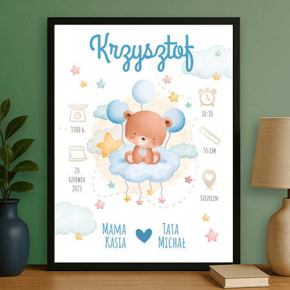 Metryczka dziecka - plakat personalizowany dla dziecka - Emmygift.pl
