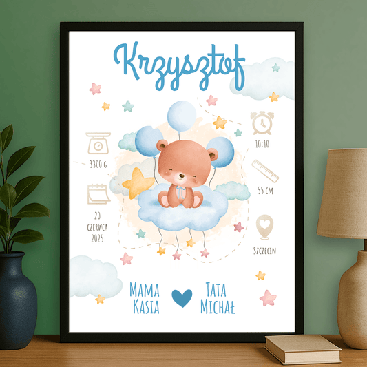Metryczka dziecka - plakat personalizowany dla dziecka - Emmygift.pl