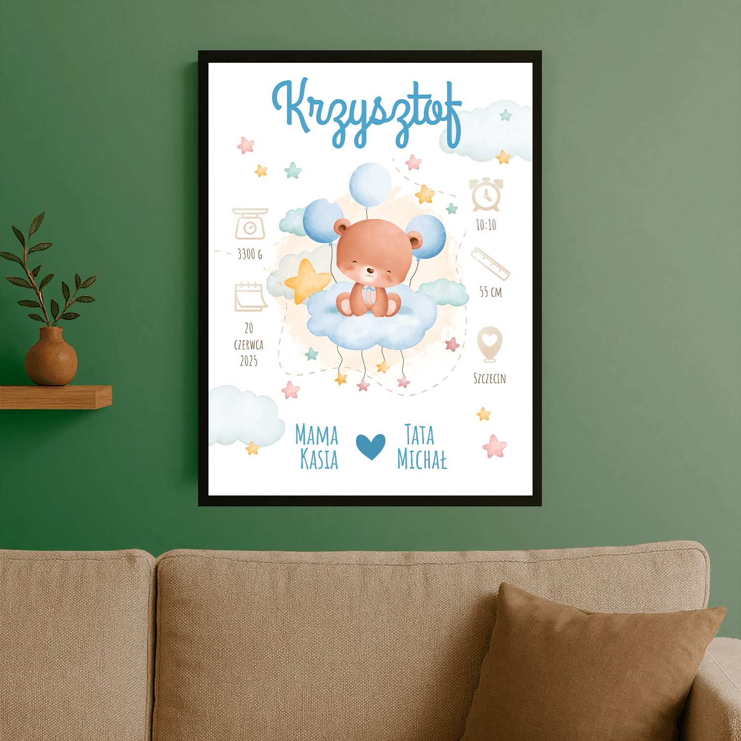Metryczka dziecka - plakat personalizowany dla dziecka - Emmygift.pl