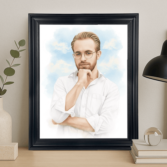 Mężczyzna jak namalowany akwarelą - portret na płótnie dla mężczyzny - Emmygift.pl