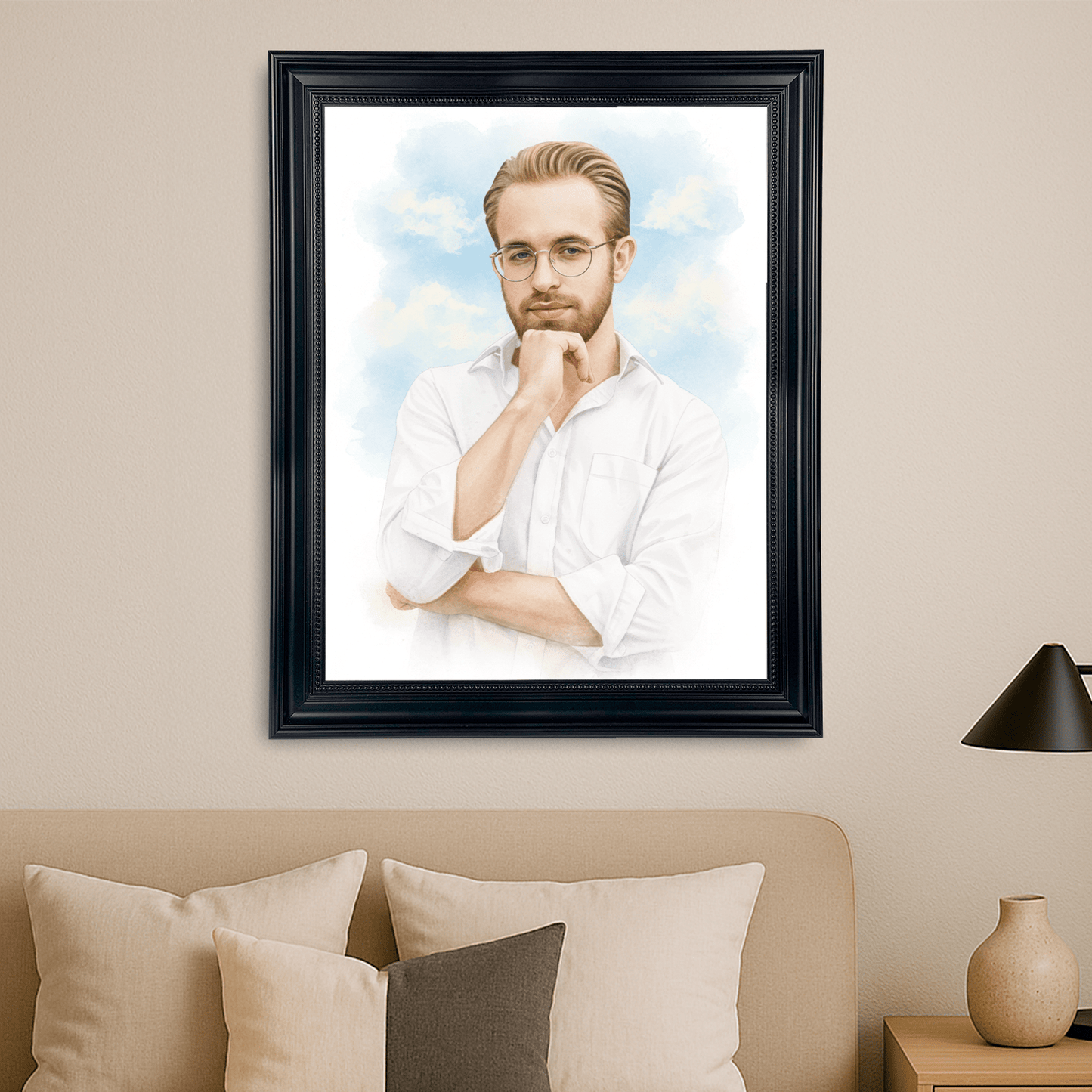 Mężczyzna jak namalowany akwarelą - portret na płótnie dla mężczyzny - Emmygift.pl