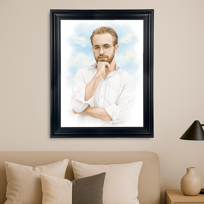 Mężczyzna jak namalowany akwarelą - portret na płótnie dla mężczyzny - Emmygift.pl