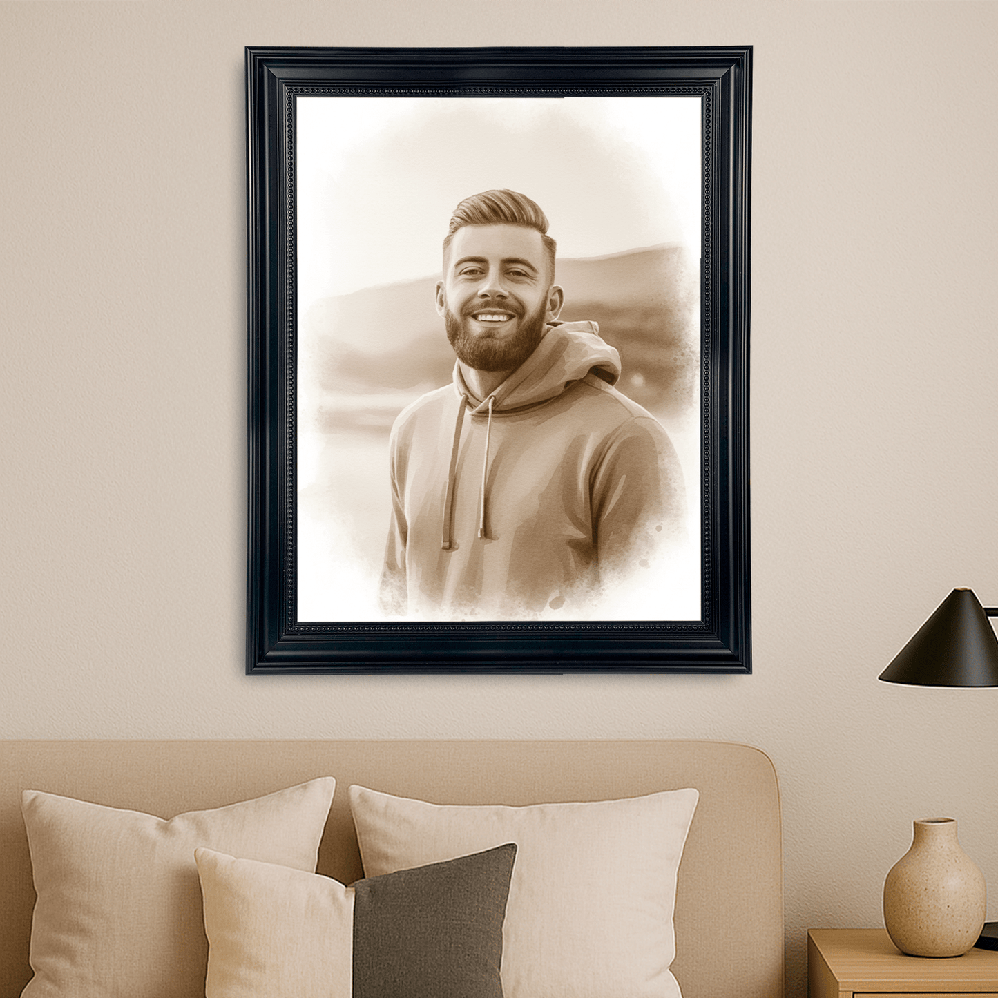 Mężczyzna jak namalowany kawą - portret na płótnie dla niego - Emmygift.pl