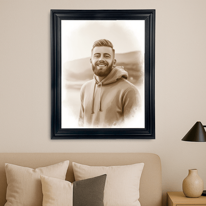Mężczyzna jak namalowany kawą - portret na płótnie dla niego - Emmygift.pl