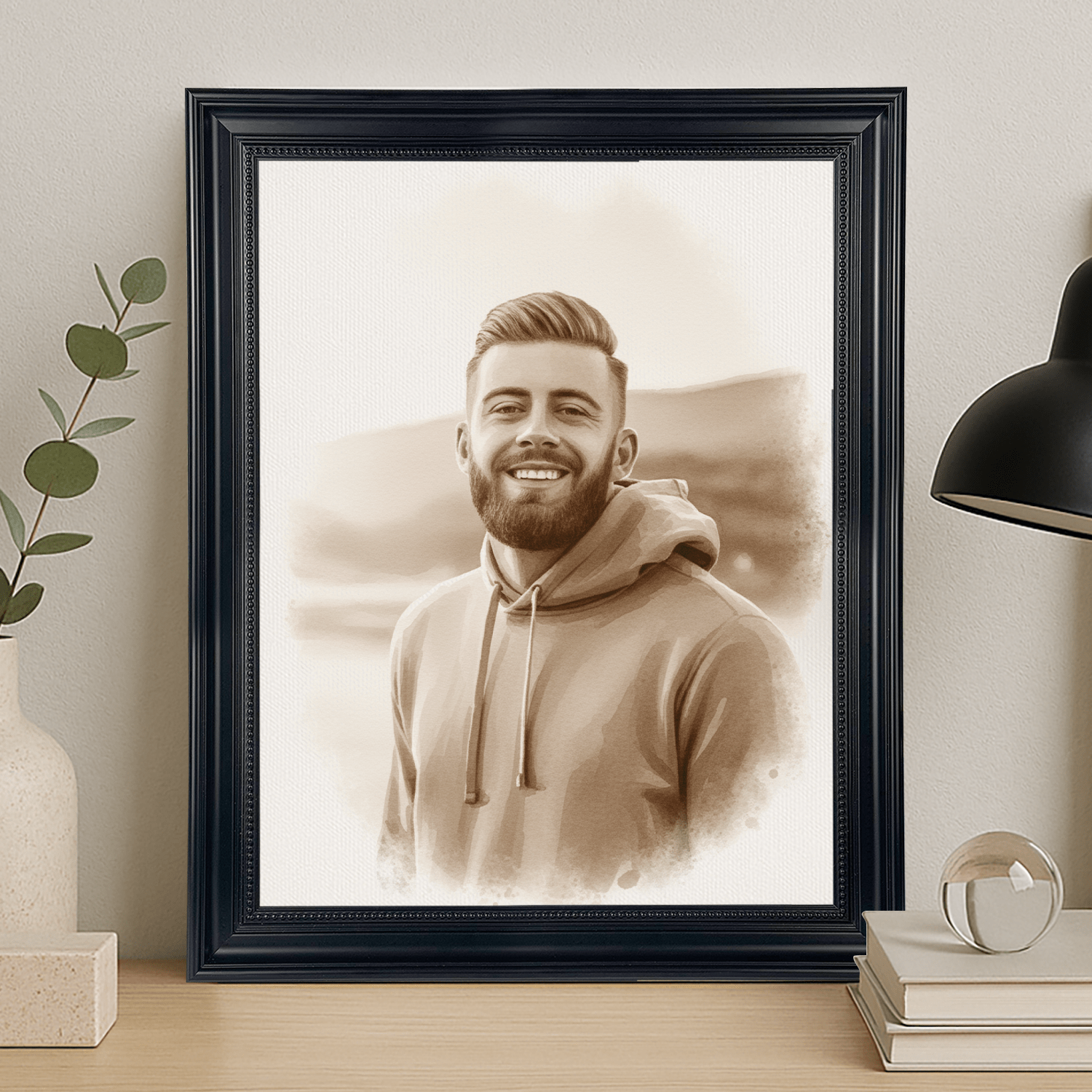 Mężczyzna jak namalowany kawą - portret na płótnie dla niego - Emmygift.pl