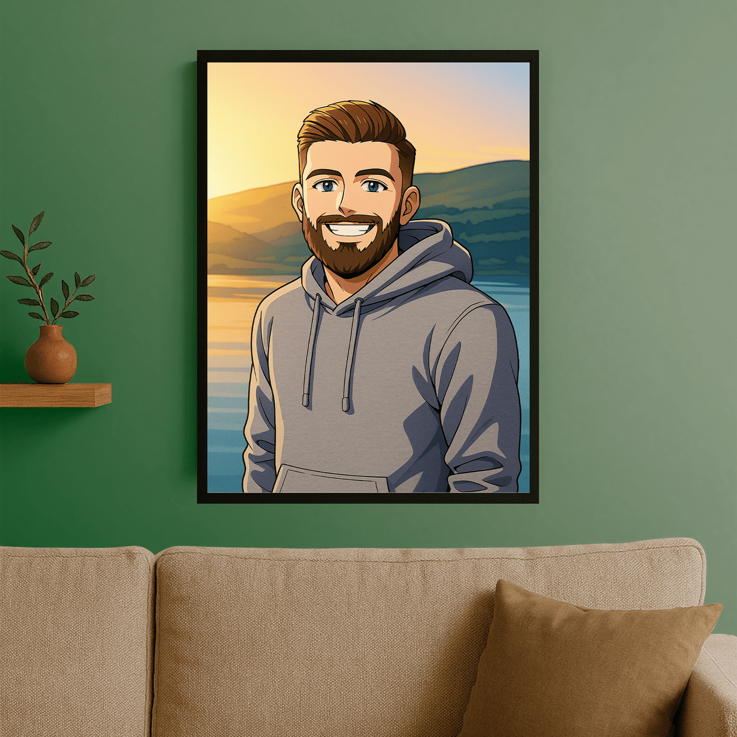 Mężczyzna jak z Anime - portret na plakacie dla niego - Emmygift.pl