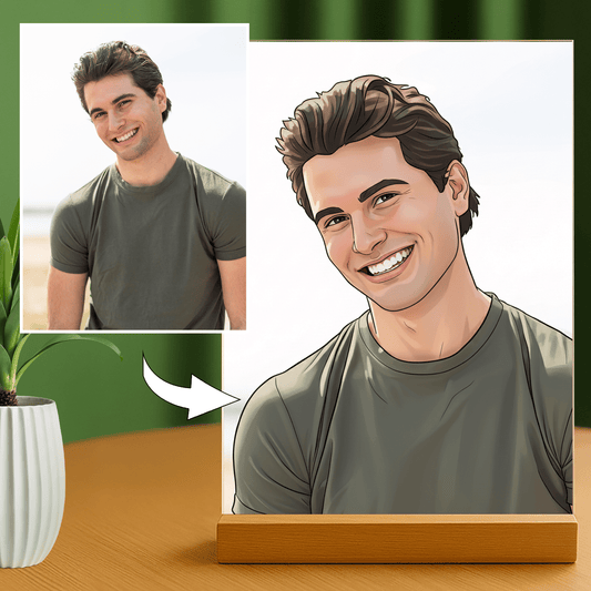 Mężczyzna jak z komiksu - portret na szkle akrylowym dla niego - Emmygift.pl