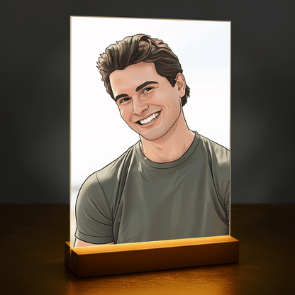 Mężczyzna jak z komiksu - portret na szkle akrylowym dla niego - Emmygift.pl