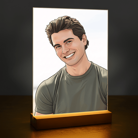 Mężczyzna jak z komiksu - portret na szkle akrylowym dla niego - Emmygift.pl