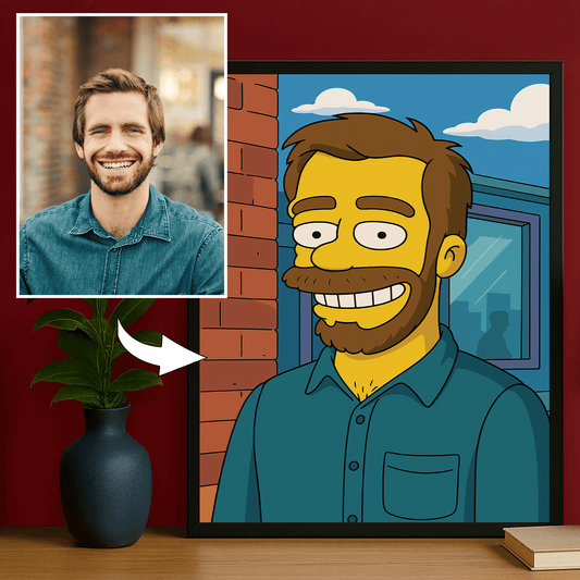 Mężczyzna jak z Simpsonów - portret na plakacie dla niego - Emmygift.pl