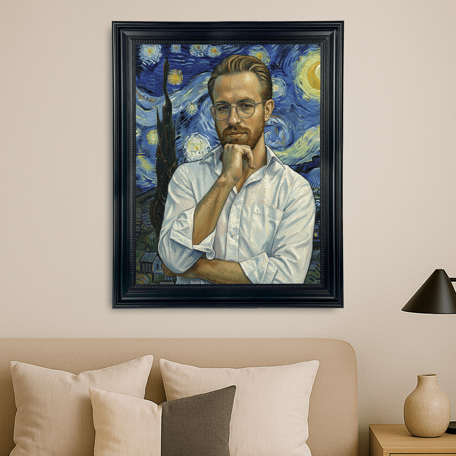 Mężczyzna na tle nocnego nieba - portret na płótnie dla niego - Emmygift.pl