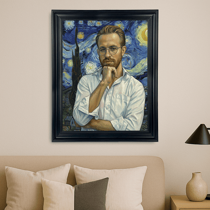 Mężczyzna na tle nocnego nieba - portret na płótnie dla niego - Emmygift.pl