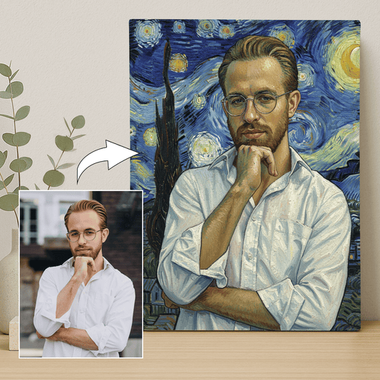 Mężczyzna na tle nocnego nieba - portret na płótnie dla niego - Emmygift.pl