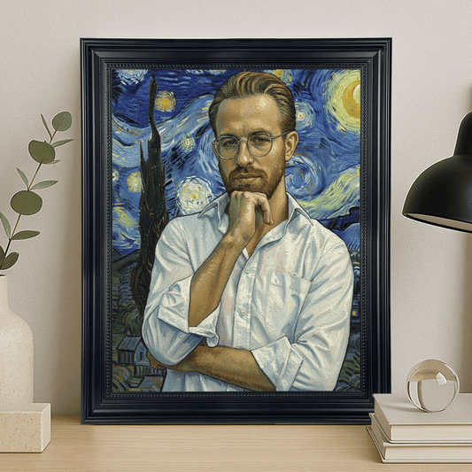 Mężczyzna na tle nocnego nieba - portret na płótnie dla niego - Emmygift.pl