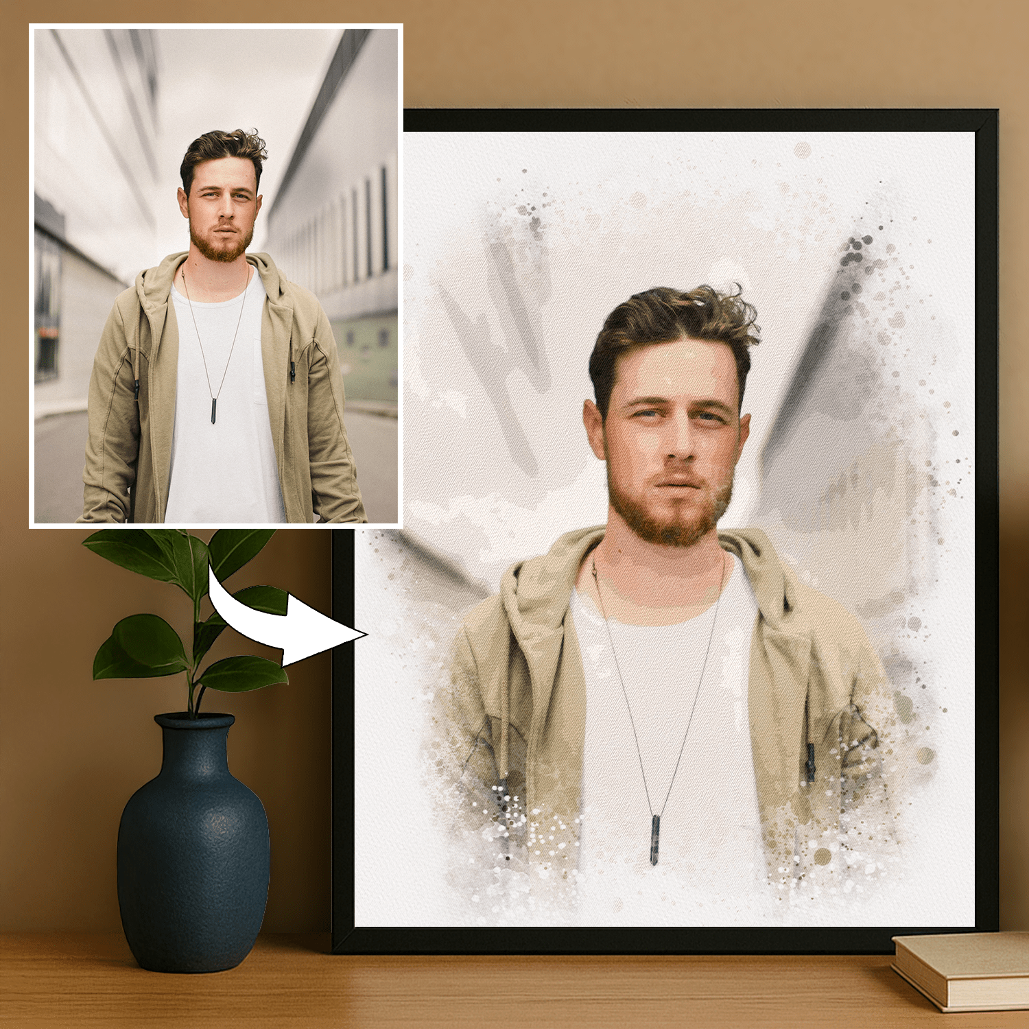 Mężczyzna w artystycznym stylu - portret na plakacie dla niego - Emmygift.pl