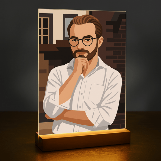 Mężczyzna w nowoczesnym stylu graficznym - portret na szkle akrylowym dla niego - Emmygift.pl